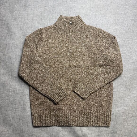 J. Crew Other - J Crew Rugged Merino Sweater Men's S Brown Wool Blend 1/4 Zip Mock Neck